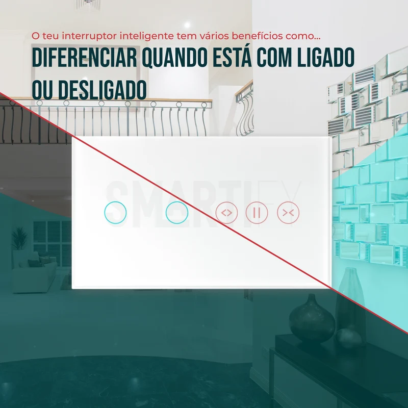Interruptor de Luz + Interruptor de Estores Duplo Inteligente WiFi Smartify - Branco