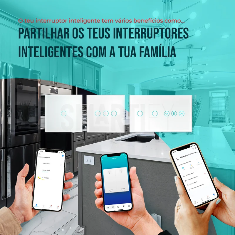Interruptor de Luz + Interruptor de Estores Duplo Inteligente WiFi Smartify - Branco