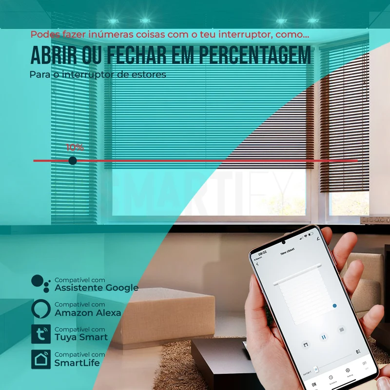 Interruptor de Luz + Interruptor de Estores Duplo Inteligente WiFi Smartify - Branco