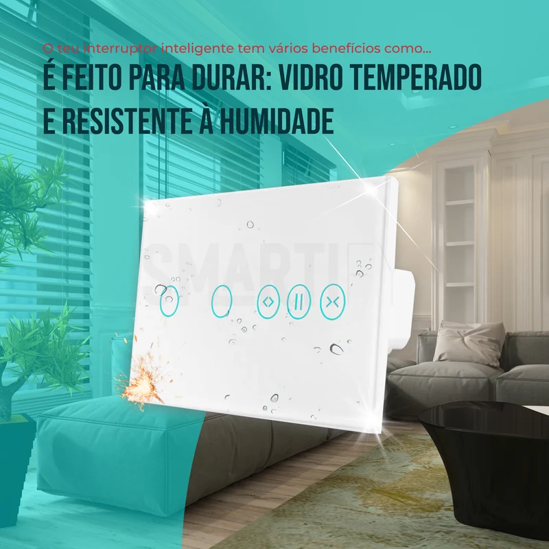 Interruptor de Luz + Interruptor de Estores Duplo Inteligente WiFi Smartify - Branco