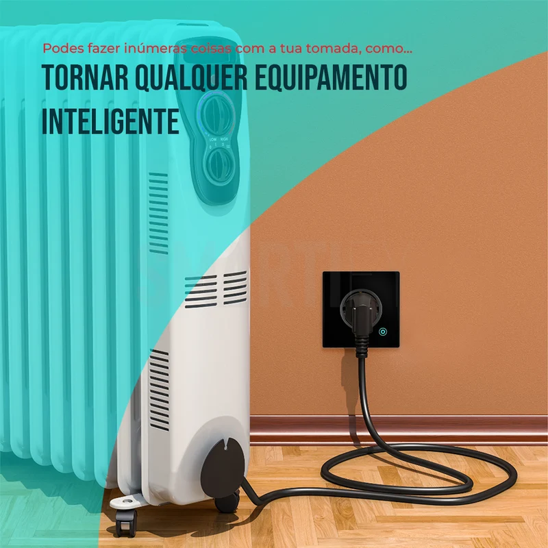 Tomada Inteligente Embutida 16A 3500W WiFi Smartify - Preto
