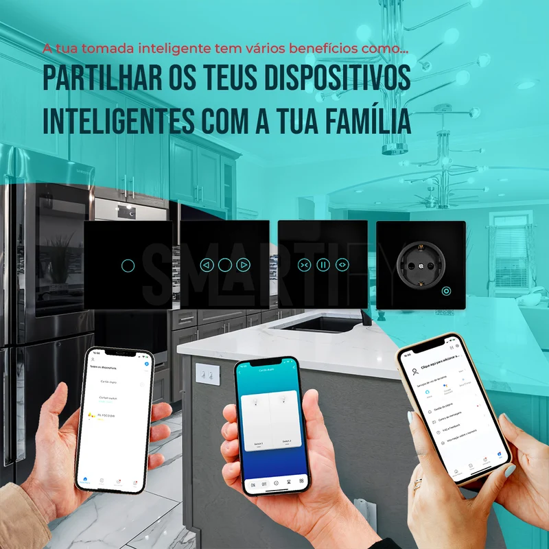 Tomada Inteligente Embutida 16A 3500W WiFi Smartify - Preto
