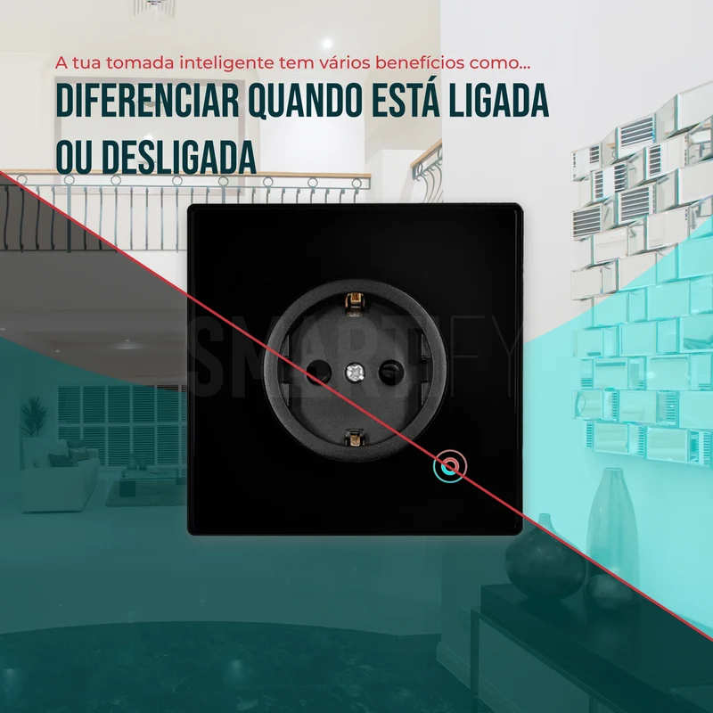 Tomada Inteligente Embutida 16A 3500W WiFi Smartify - Preto