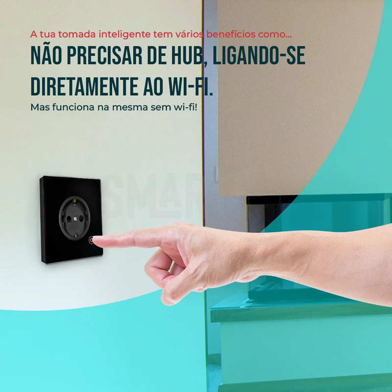Tomada Inteligente Embutida 16A 3500W WiFi Smartify - Preto
