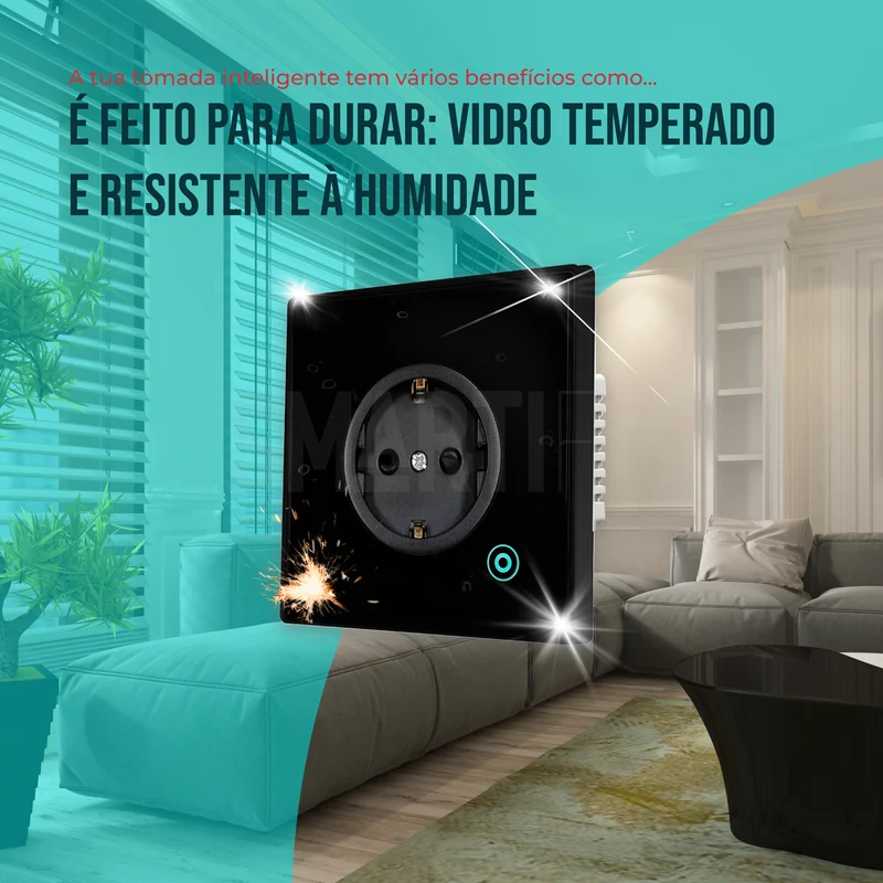 Tomada Inteligente Embutida 16A 3500W WiFi Smartify - Preto