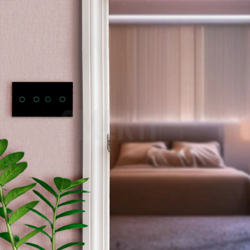 Interruptor Inteligente de Luz WiFi duplo 4 botões Smartify - Preto