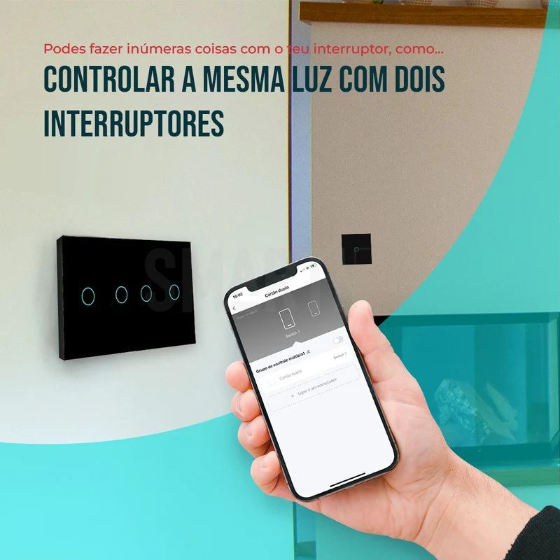 Interruptor Inteligente de Luz WiFi duplo 4 botões Smartify - Preto