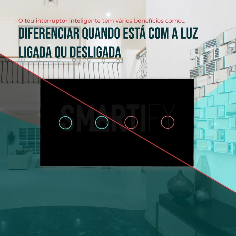 Interruptor Inteligente de Luz WiFi duplo 4 botões Smartify - Preto