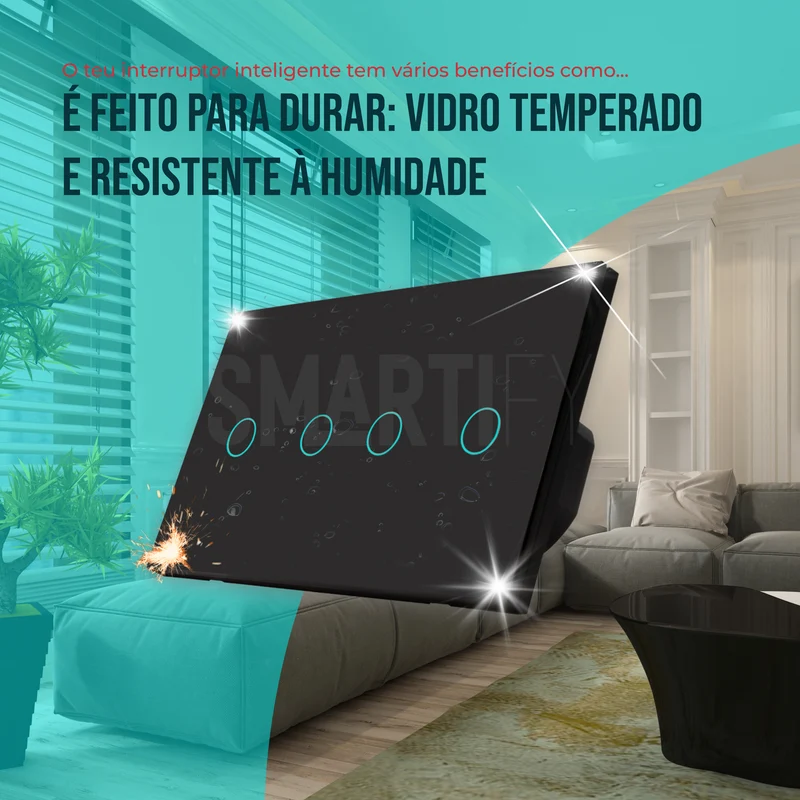 Interruptor Inteligente de Luz WiFi duplo 4 botões Smartify - Preto
