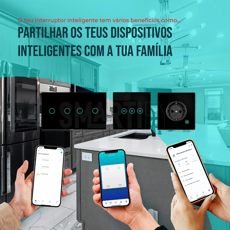 Interruptor Inteligente de Luz WiFi duplo 4 botões Smartify - Preto