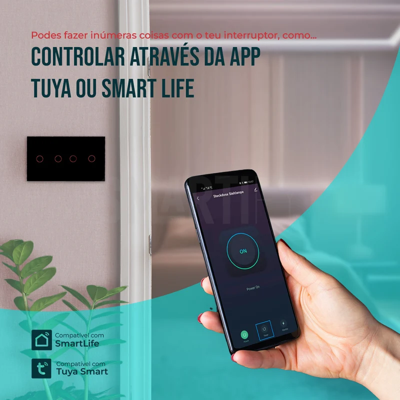 Interruptor Inteligente de Luz WiFi duplo 4 botões Smartify - Preto