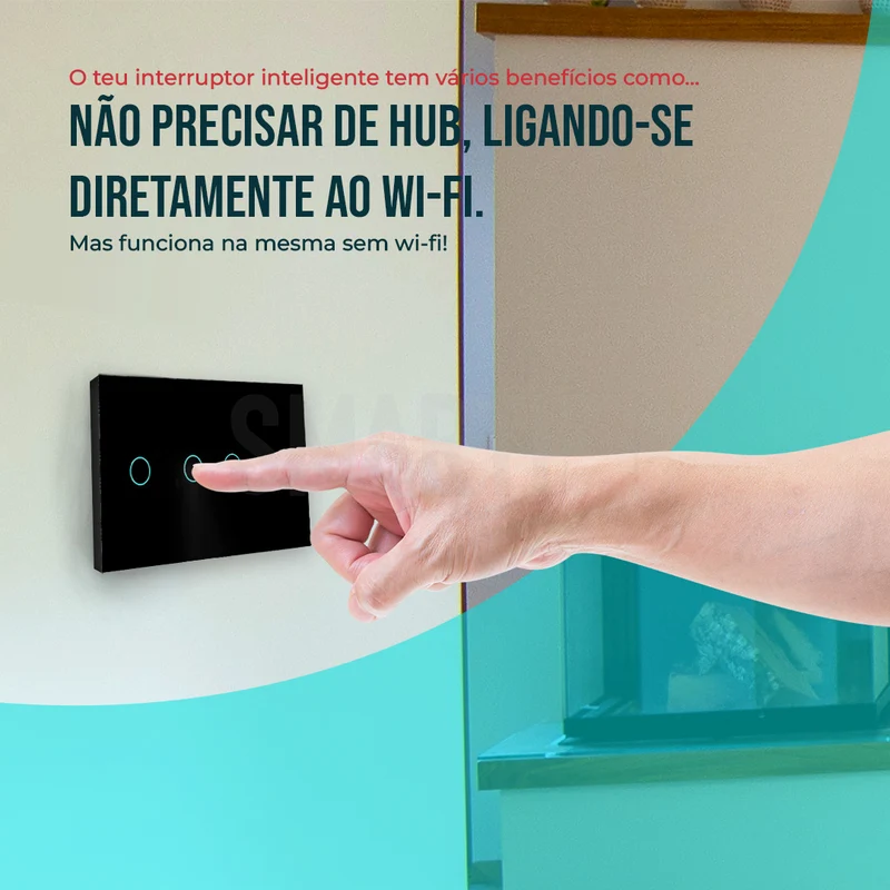 Interruptor Inteligente de Luz WiFi duplo 4 botões Smartify - Preto