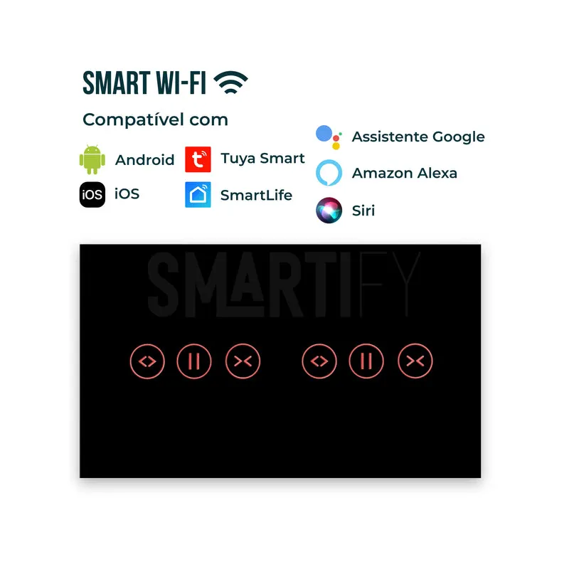 Interruptor de Estores Duplo Inteligente WiFi Smartify - Preto