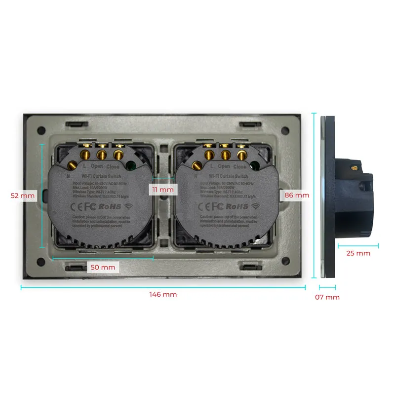 Interruptor de Estores Duplo Inteligente WiFi Smartify - Preto