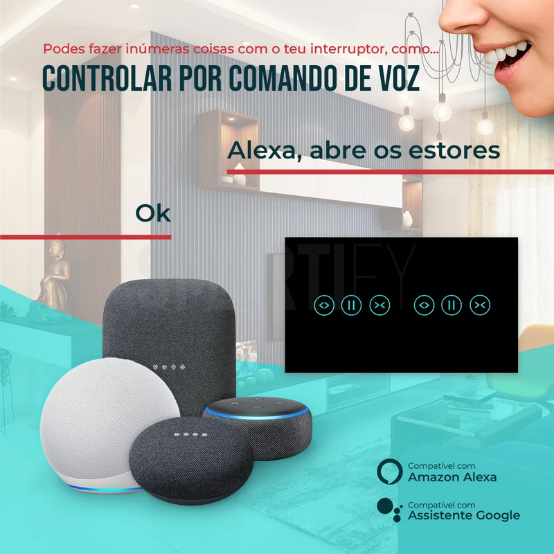 Interruptor de Estores Duplo Inteligente WiFi Smartify - Preto