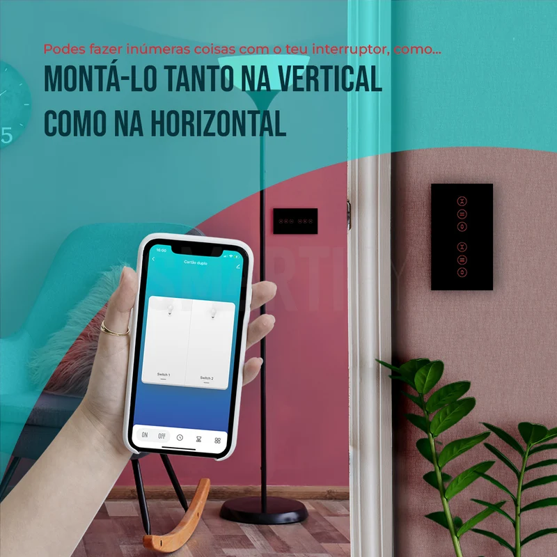 Interruptor de Estores Duplo Inteligente WiFi Smartify - Preto