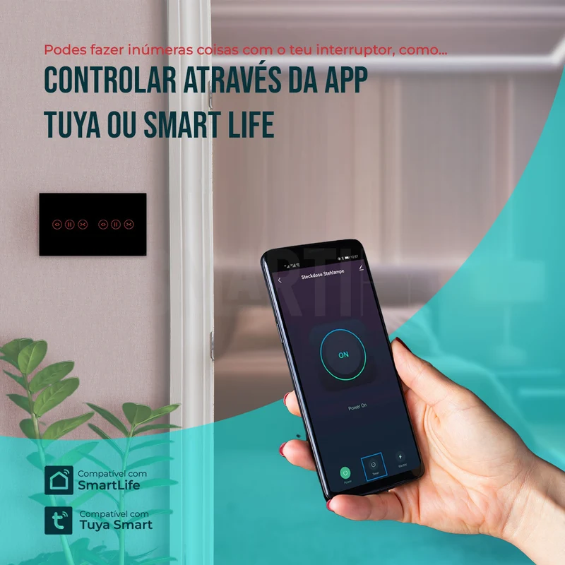 Interruptor de Estores Duplo Inteligente WiFi Smartify - Preto
