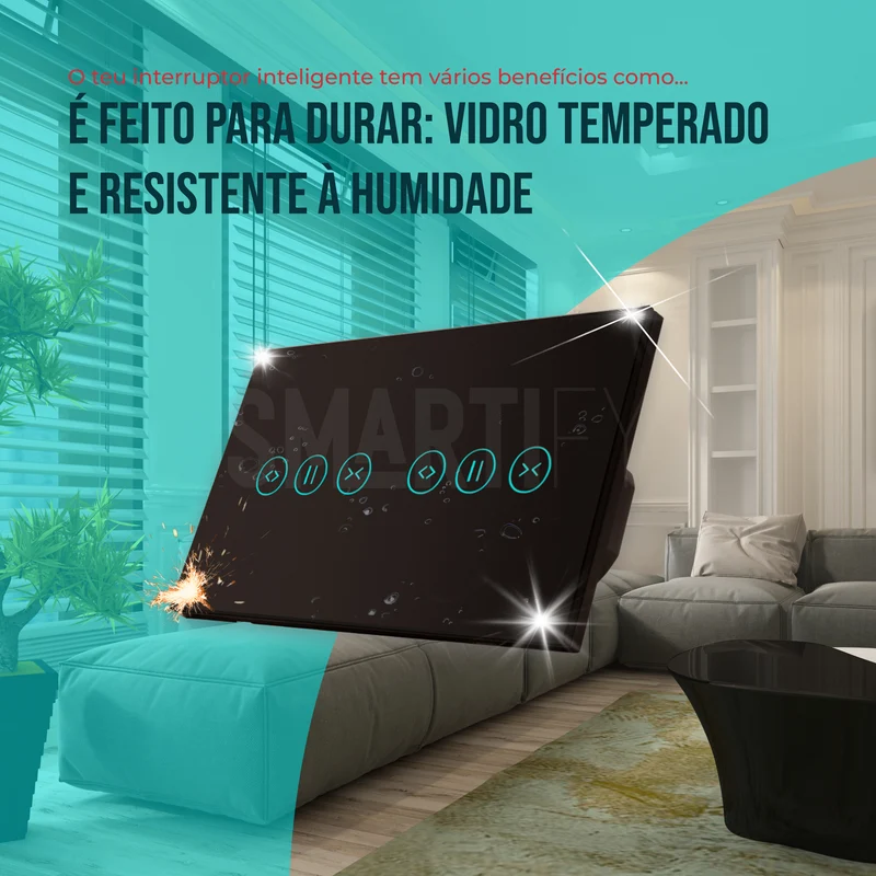 Interruptor de Estores Duplo Inteligente WiFi Smartify - Preto