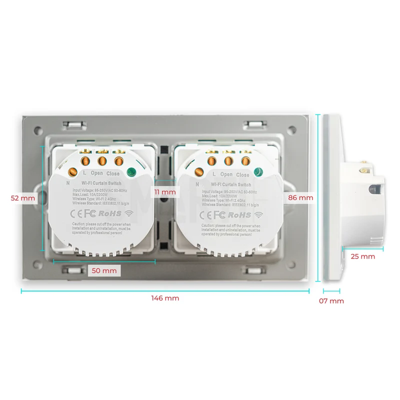 Interruptor de Estores Duplo Inteligente WiFi Smartify - Branco