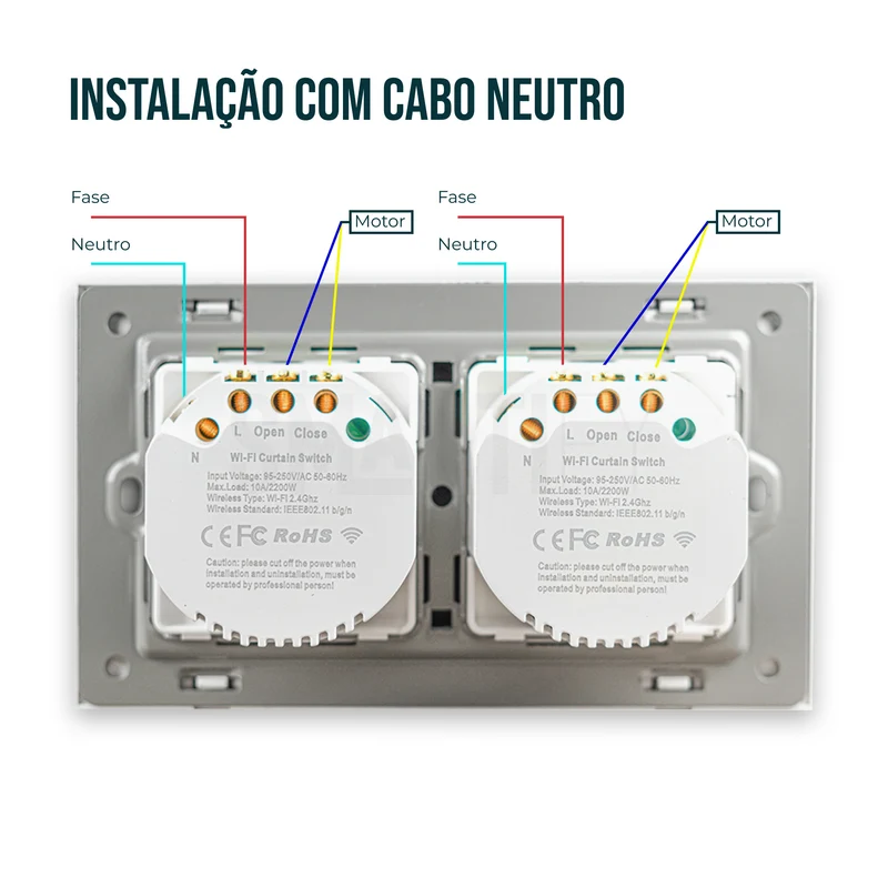 Interruptor de Estores Duplo Inteligente WiFi Smartify - Branco