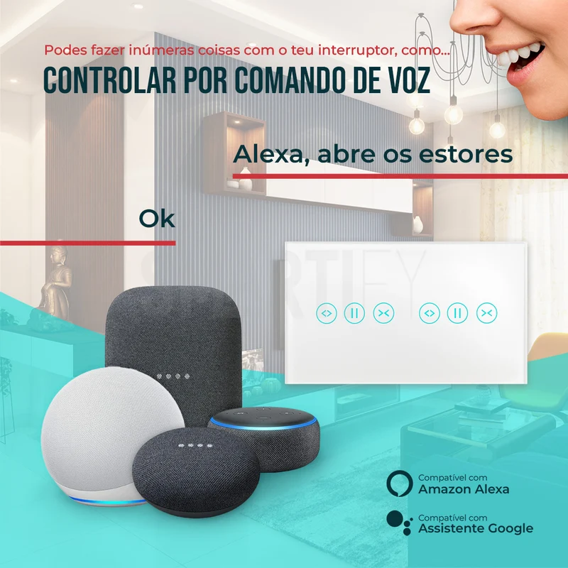 Interruptor de Estores Duplo Inteligente WiFi Smartify - Branco