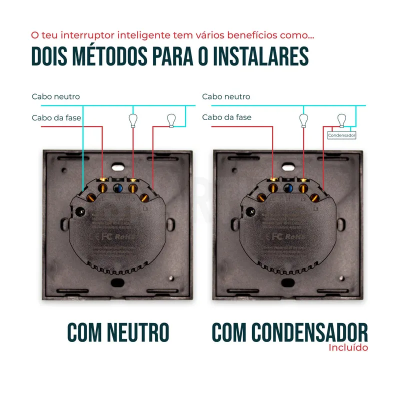 Interruptor Inteligente de Luz WiFi 2 botões Smartify - Preto