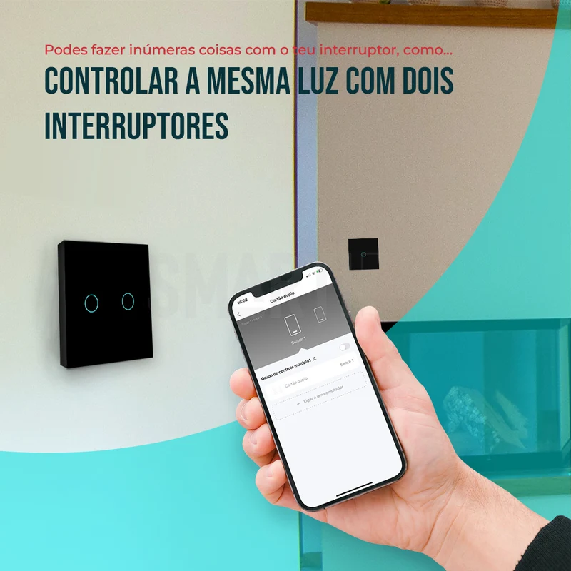Interruptor Inteligente de Luz WiFi 2 botões Smartify - Preto