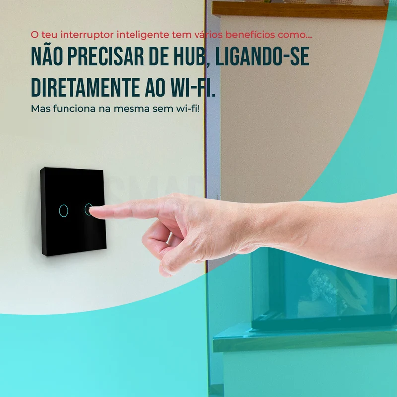 Interruptor Inteligente de Luz WiFi 2 botões Smartify - Preto