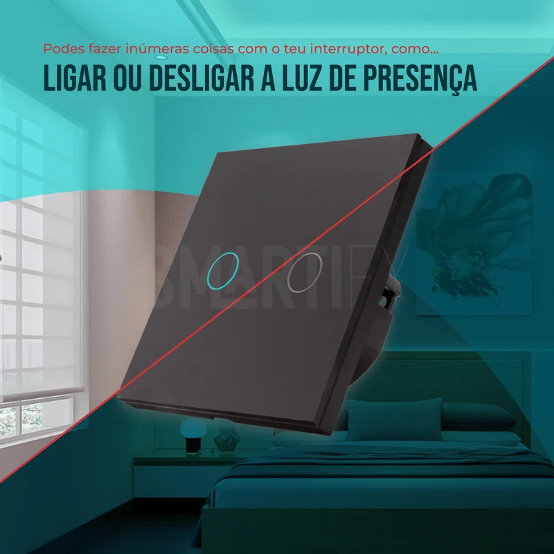 Interruptor Inteligente de Luz WiFi 2 botões Smartify - Preto