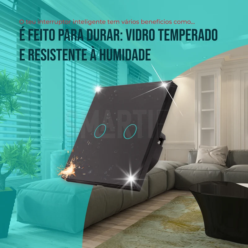 Interruptor Inteligente de Luz WiFi 2 botões Smartify - Preto