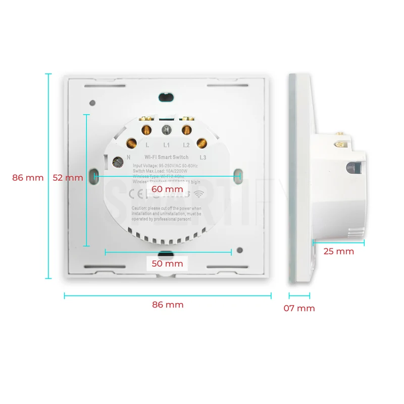 Interruptor Inteligente de Luz WiFi 2 botões Smartify - Branco