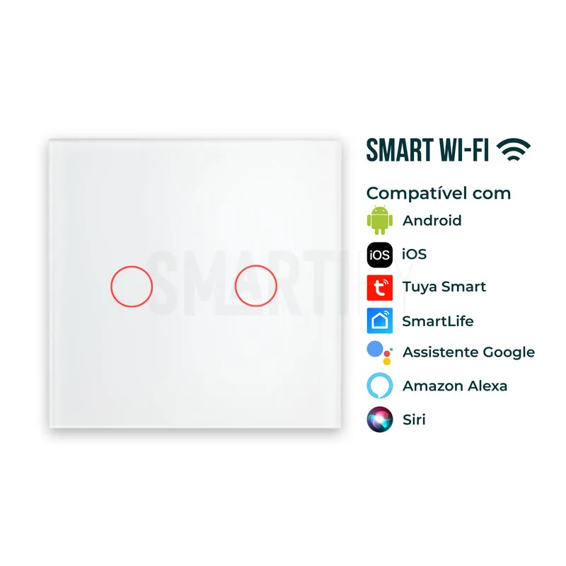 Interruptor Inteligente de Luz WiFi 2 botões Smartify - Branco
