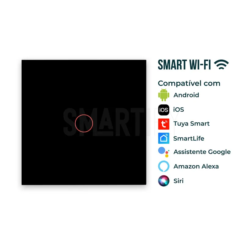 Interruptor Inteligente de Luz WiFi 1 botão Smartify - Preto