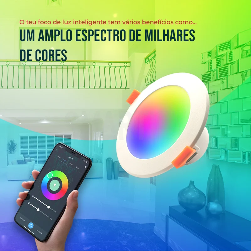 Downlight / Placa / Foco LED Ø115 mm WiFi Inteligente (Cores + Branco) Smartify