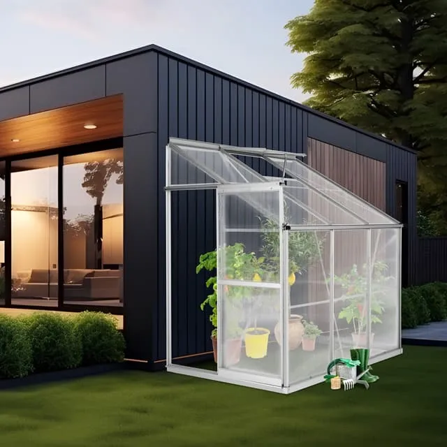 Tectake wall greenhouse with foundation