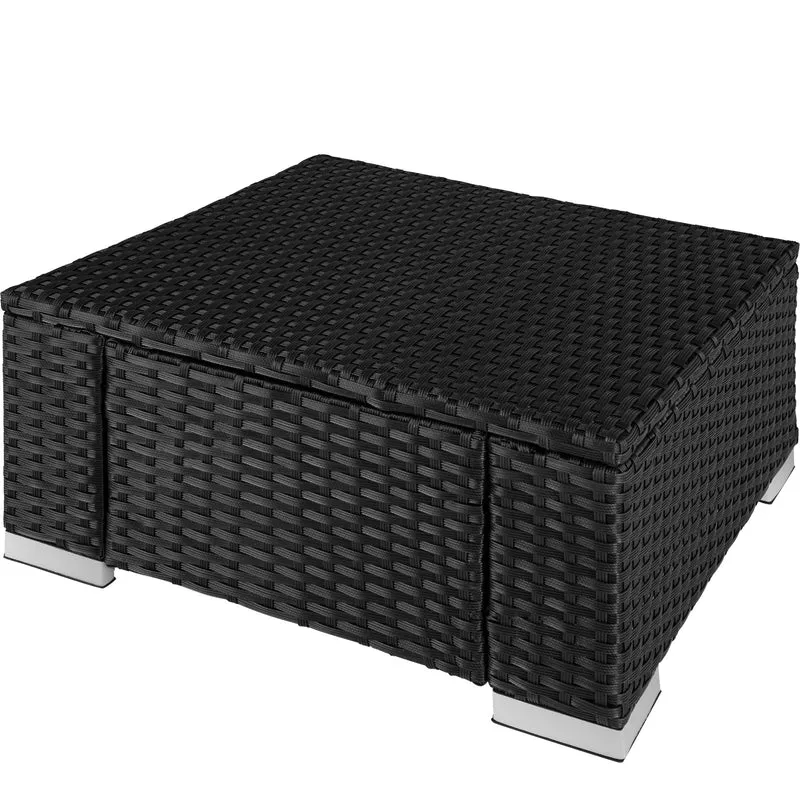 Footstool Bitonto, UV-resistant polyrattan chair, 53 x 53 x 26 cm