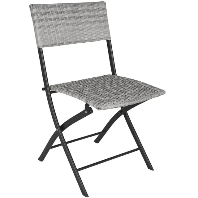 Tectake Trevi Cafe Dining Set in Polyrattan 45 x 54.5 x 81 cm, Light Grey