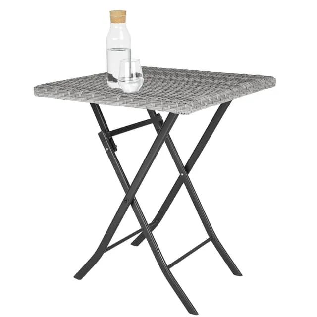 Tectake Trevi Cafe Dining Set in Polyrattan 45 x 54.5 x 81 cm, Light Grey
