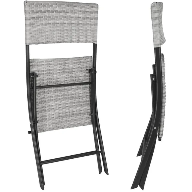 Tectake Trevi Cafe Dining Set in Polyrattan 45 x 54.5 x 81 cm, Light Grey