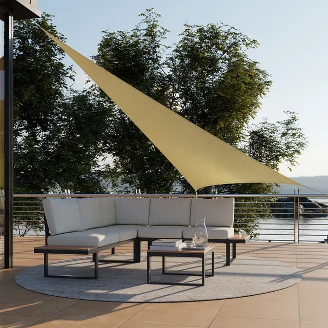 Tectake Triangular Shade Sail, Beige 3.6 x 3.6 x 3.6 m