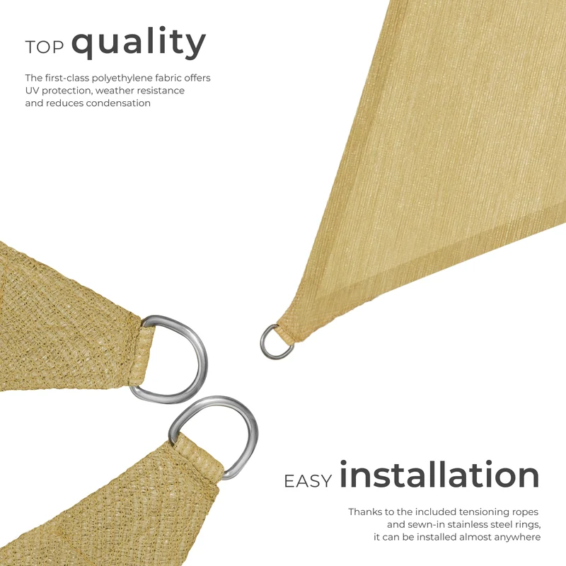 Tectake Triangular Shade Sail, Beige 3.6 x 3.6 x 3.6 m