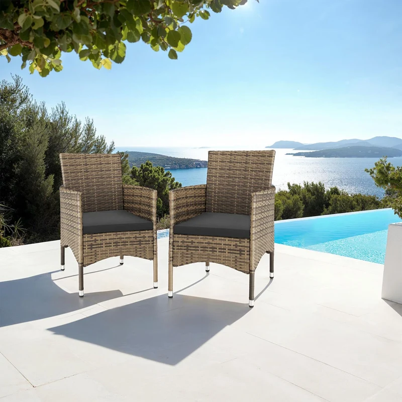 Tectake Nantes Garden Chair Set of 2, Weather & UV-resistant