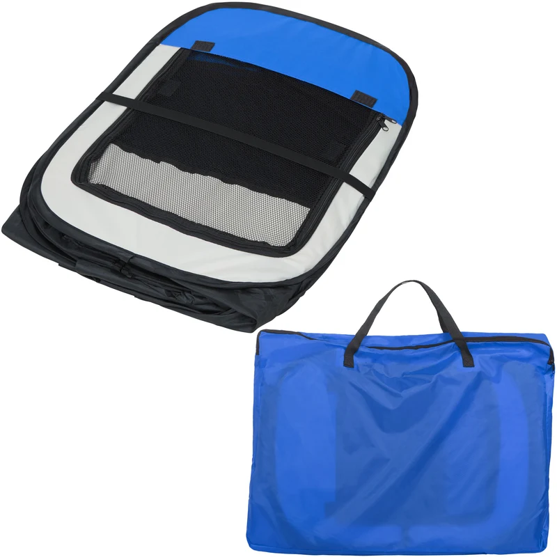 Tectake Foldable Dog Pen 115 x 115 x 64 cm, Blue