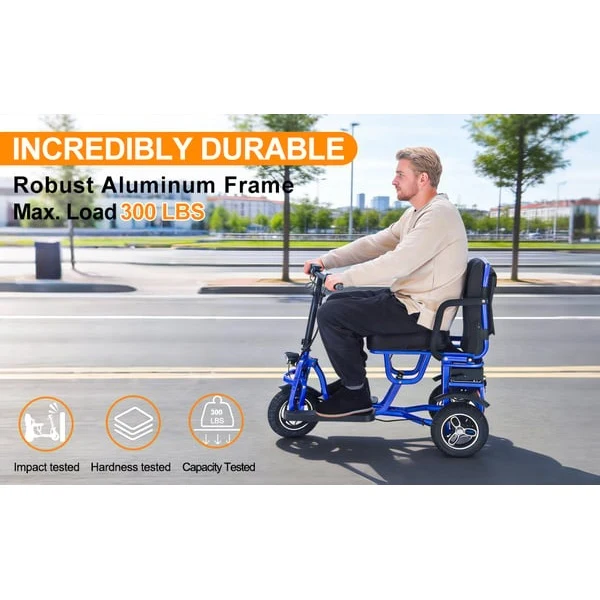 Electric Foldable 3-Wheel Mobility Scooter 350W with Automatic Brake