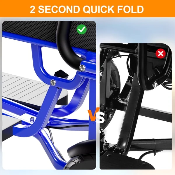 Electric Foldable 3-Wheel Mobility Scooter 350W with Automatic Brake