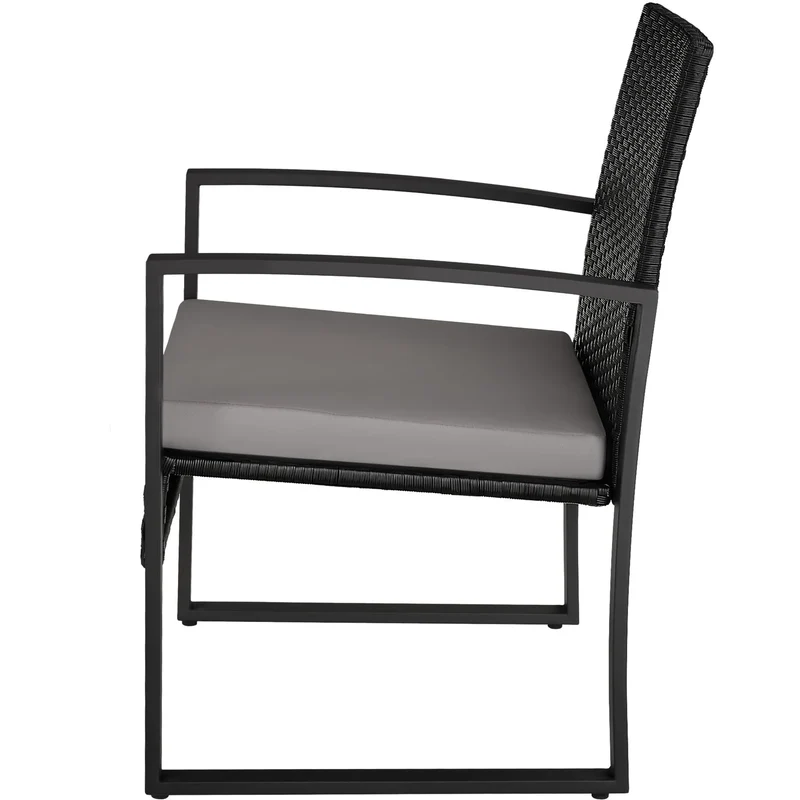 Tectake Granada Rattan Seating Group for 2 Persons, Light Grey/Black
