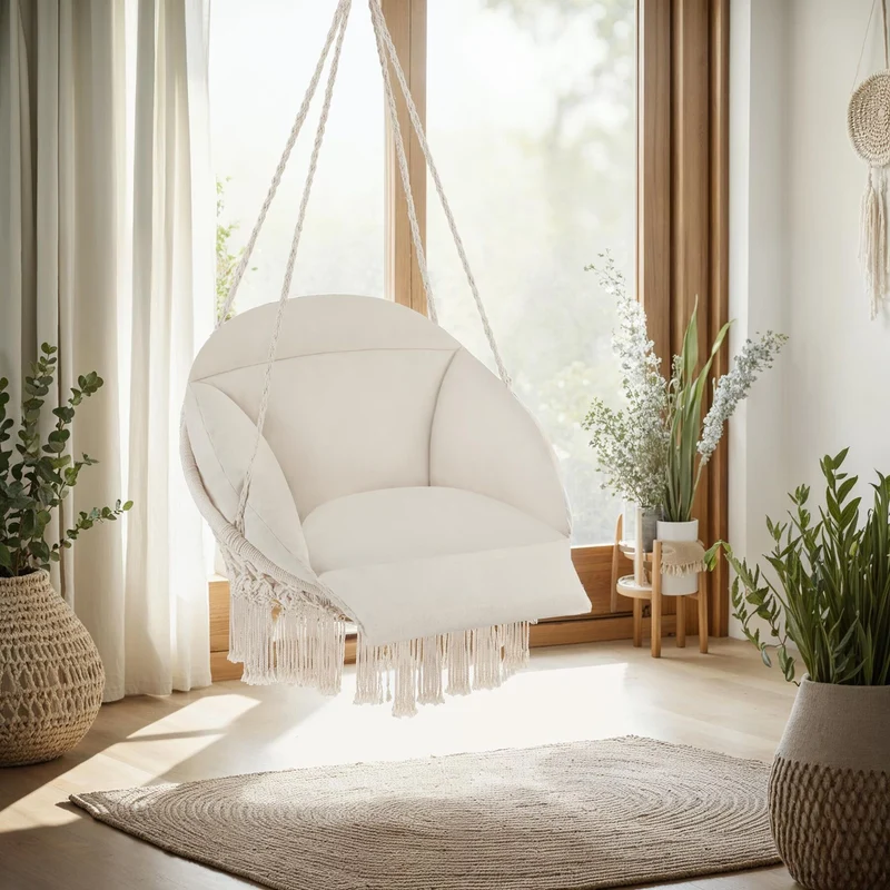 Tectake Samira Swing Chair, Beige