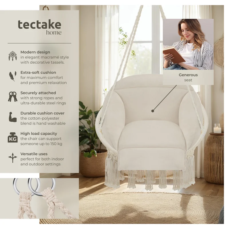 Tectake Samira Swing Chair, Beige
