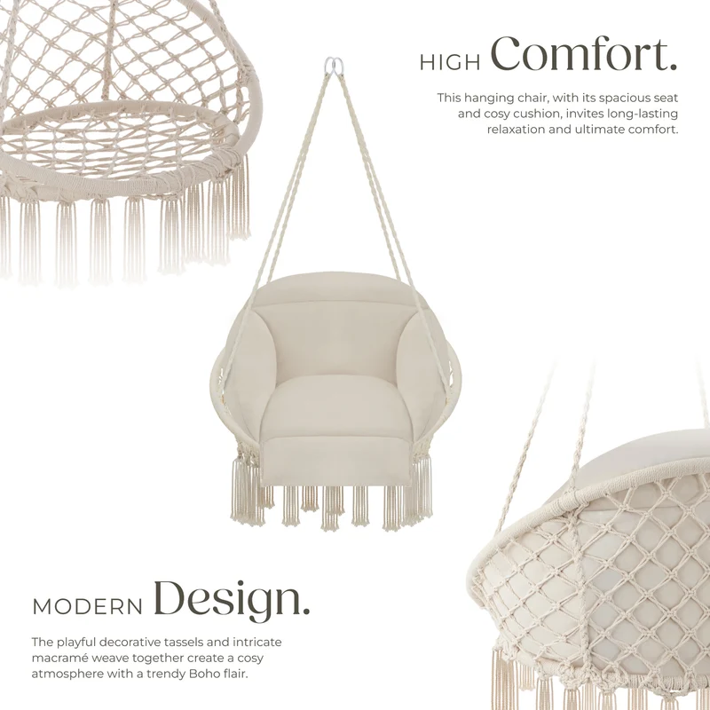 Tectake Samira Swing Chair, Beige