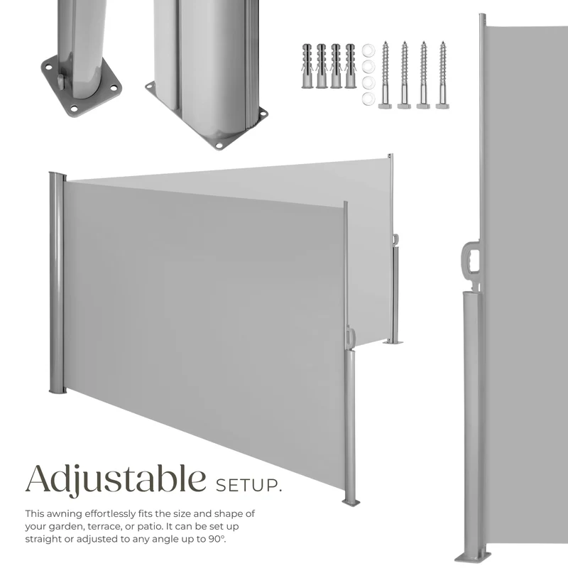 Tectake Double-Sided Retractable Awning & Privacy Screen Aluminum, 600 x 160 x 10 cm, Grey
